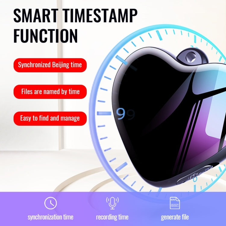 Q66 Herz-Anhänger Smart HD Rauschunterdrückung Sprachsteuerung Aufnahmestift, Kapazität: 8 GB