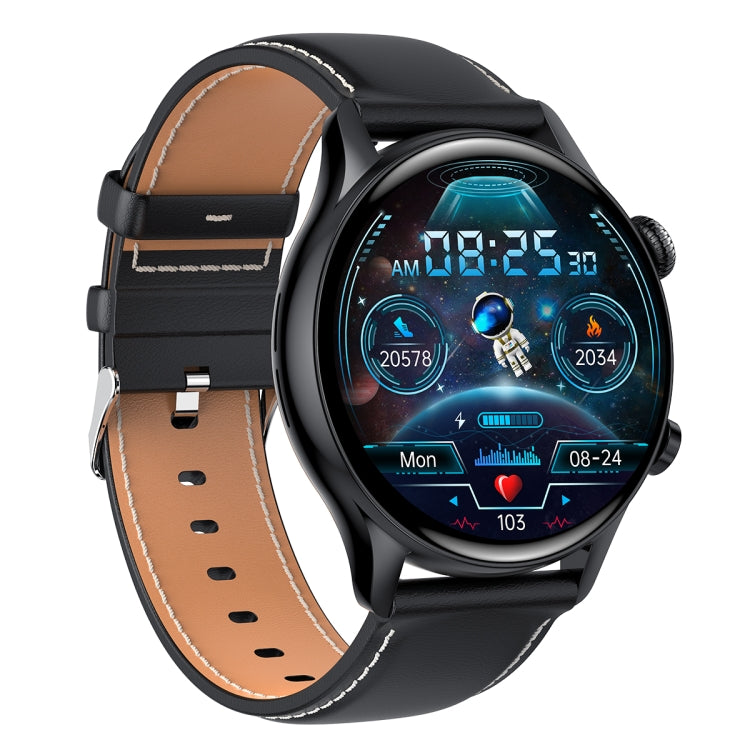 HK8Pro 1.36 inch AMOLED Screen Leather Strap Smart Watch, Support NFC Function / Blood Oxygen Monitoring, Leather Strap (Gold), Leather Strap (Silver), Leather Strap (Black)