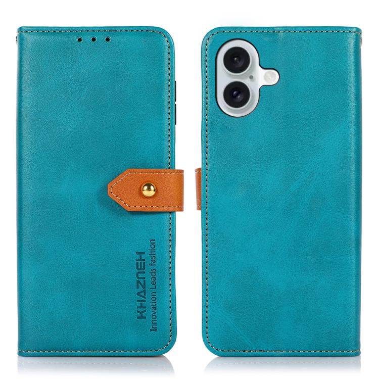 KHAZNEH Dual-color Cowhide Texture Flip Leather Phone Case, For iPhone 17e / 16e, For iPhone 17 Pro Max, For iPhone 17 Pro, For iPhone 17, For iPhone Air, For iPhone 16 Pro Max