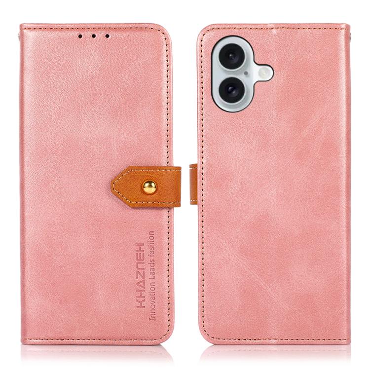 KHAZNEH Dual-color Cowhide Texture Flip Leather Phone Case, For iPhone 17e / 16e, For iPhone 17 Pro Max, For iPhone 17 Pro, For iPhone 17, For iPhone Air, For iPhone 16 Pro Max
