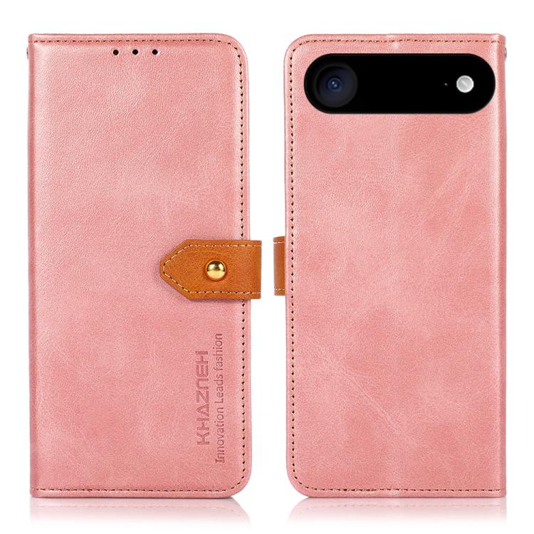 KHAZNEH Dual-color Cowhide Texture Flip Leather Phone Case, For iPhone 17e / 16e, For iPhone 17 Pro Max, For iPhone 17 Pro, For iPhone 17, For iPhone Air, For iPhone 16 Pro Max