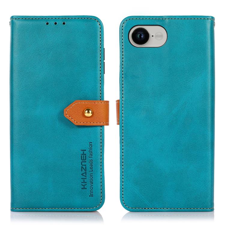 KHAZNEH Dual-color Cowhide Texture Flip Leather Phone Case, For iPhone 17e / 16e, For iPhone 17 Pro Max, For iPhone 17 Pro, For iPhone 17, For iPhone Air, For iPhone 16 Pro Max