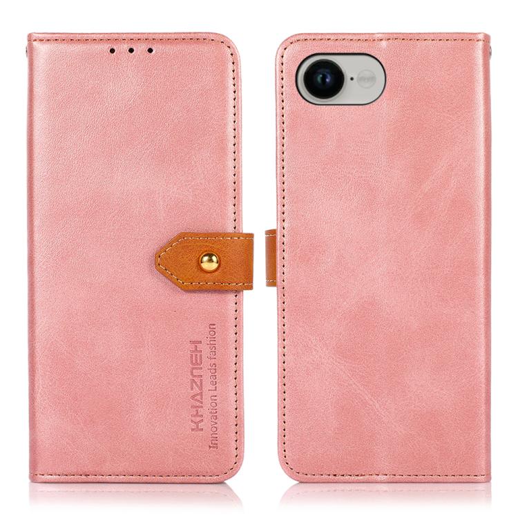 KHAZNEH Dual-color Cowhide Texture Flip Leather Phone Case, For iPhone 17e / 16e, For iPhone 17 Pro Max, For iPhone 17 Pro, For iPhone 17, For iPhone Air, For iPhone 16 Pro Max