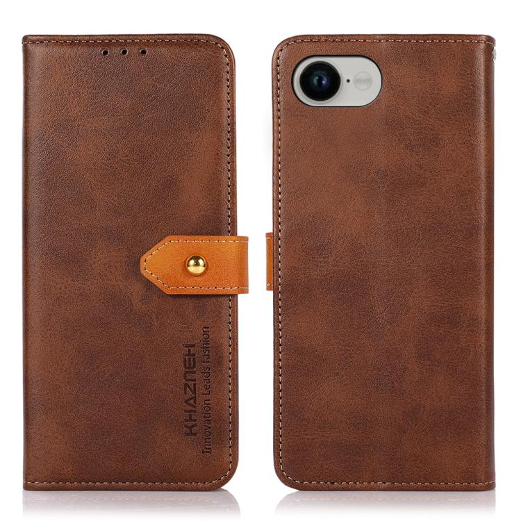 KHAZNEH Dual-color Cowhide Texture Flip Leather Phone Case, For iPhone 17e / 16e, For iPhone 17 Pro Max, For iPhone 17 Pro, For iPhone 17, For iPhone Air, For iPhone 16 Pro Max