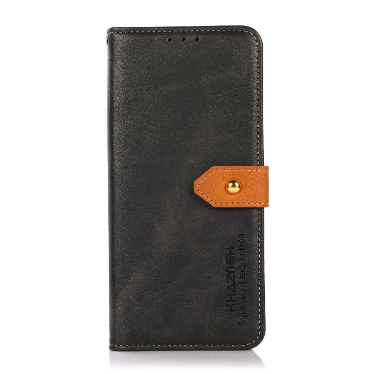 KHAZNEH Dual-color Cowhide Texture Flip Leather Phone Case, For iPhone 16 Pro, For iPhone 16 Plus, For iPhone 16, For iPhone 15 Pro Max, For iPhone 15 Pro, For iPhone 15 Plus