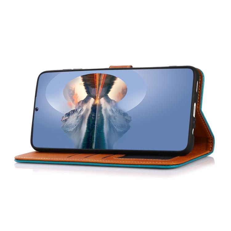 KHAZNEH Dual-color Cowhide Texture Flip Leather Phone Case, For iPhone 16 Pro, For iPhone 16 Plus, For iPhone 16, For iPhone 15 Pro Max, For iPhone 15 Pro, For iPhone 15 Plus
