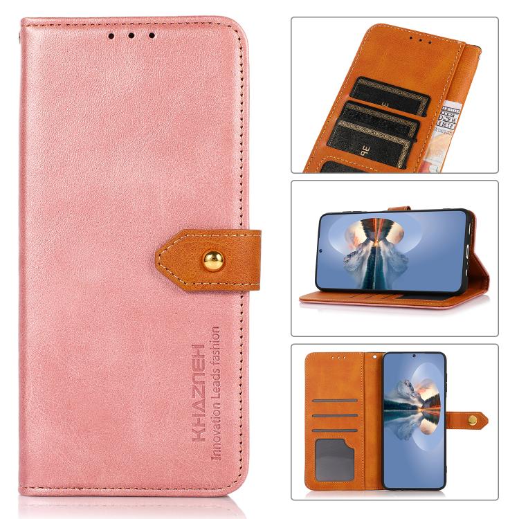 KHAZNEH Dual-color Cowhide Texture Flip Leather Phone Case, For iPhone 16 Pro, For iPhone 16 Plus, For iPhone 16, For iPhone 15 Pro Max, For iPhone 15 Pro, For iPhone 15 Plus