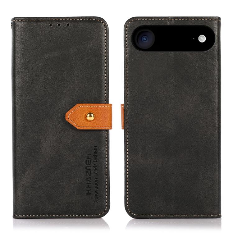 KHAZNEH Dual-color Cowhide Texture Flip Leather Phone Case, For iPhone 15, For iPhone 14 Plus, For iPhone 14, For iPhone 14 Pro, For iPhone 14 Pro Max