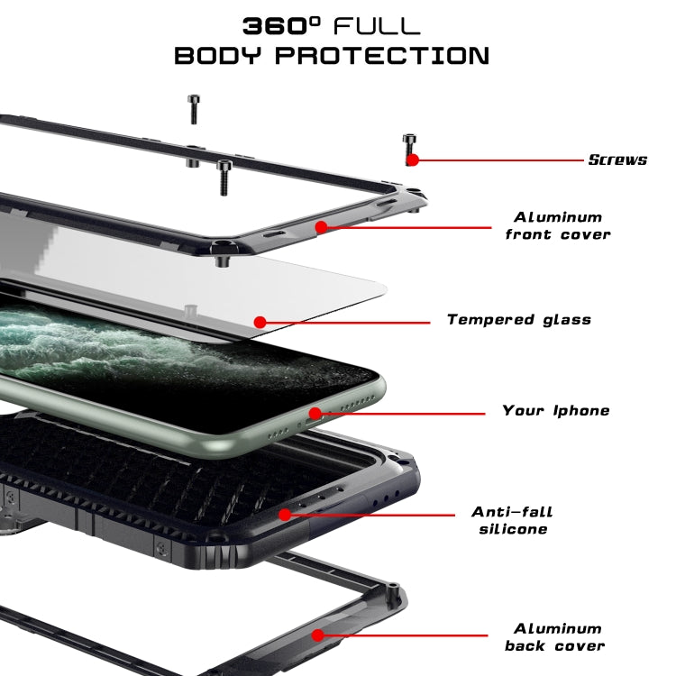 Dustproof Shockproof Waterproof Silicone + Metal Protective Case, For iPhone 11, For iPhone 11 Pro Max, For iPhone 11 Pro