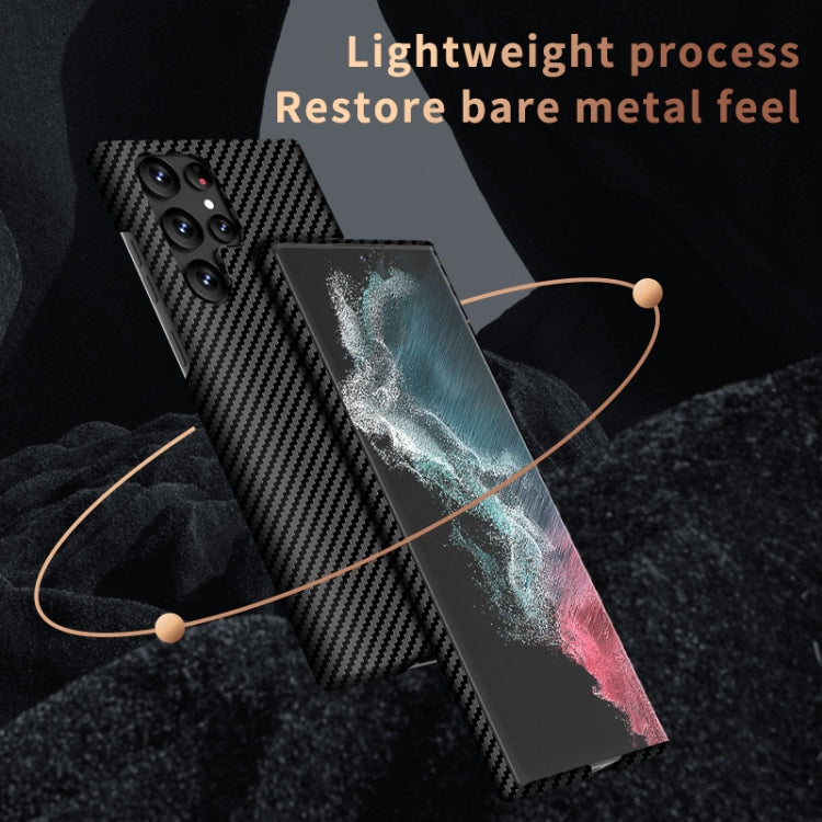 For Samsung Galaxy S22 Ultra 5G Carbon Fiber Texture MagSafe Magnetic Phone Case(Black Silver)