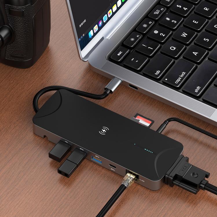 V240 12-in-1 Multifunctional USB-C / Type-C 3.1 Male HUB Docking Station
