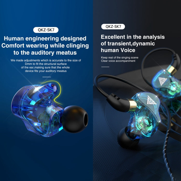 QKZ SK7 3.5mm Sports In-ear Copper Driver Wired HIFI Stereo Earphone with Mic