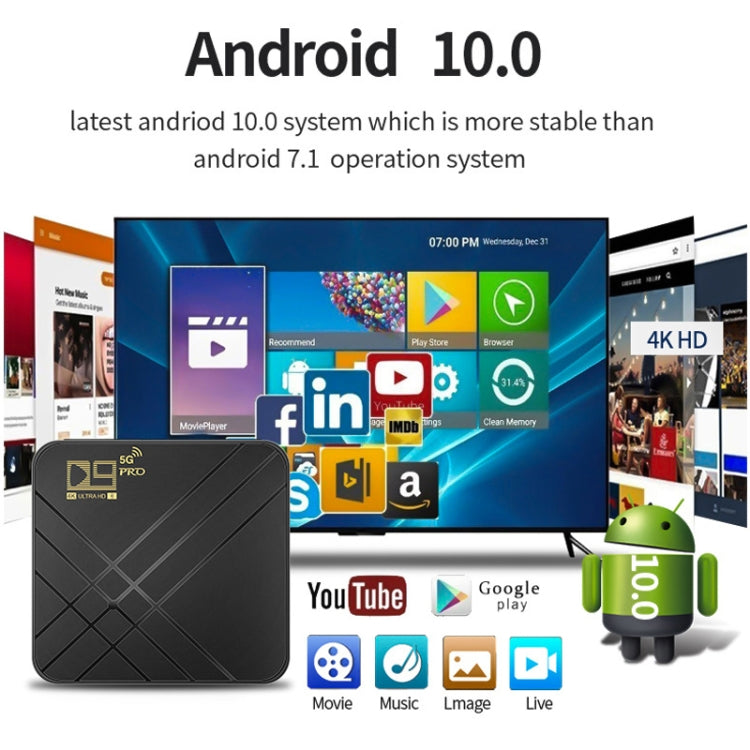 D9 PRO 2.4G/5G WIFI 4K HD Android TV Box, Memory:1GB?(UK Plug)