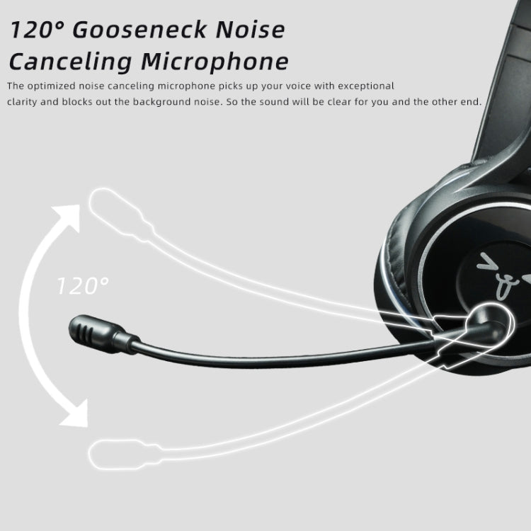 SOYTO SY-T30C kabelloses Bluetooth-Gaming-Headset mit langem Mikrofon, Geräuschunterdrückung und ergonomischem Design (Schwarz)