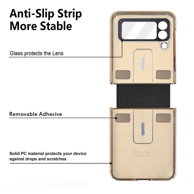 Colorful Leather + PC Phone Case with Ring, For Samsung Galaxy Z Flip4 5G