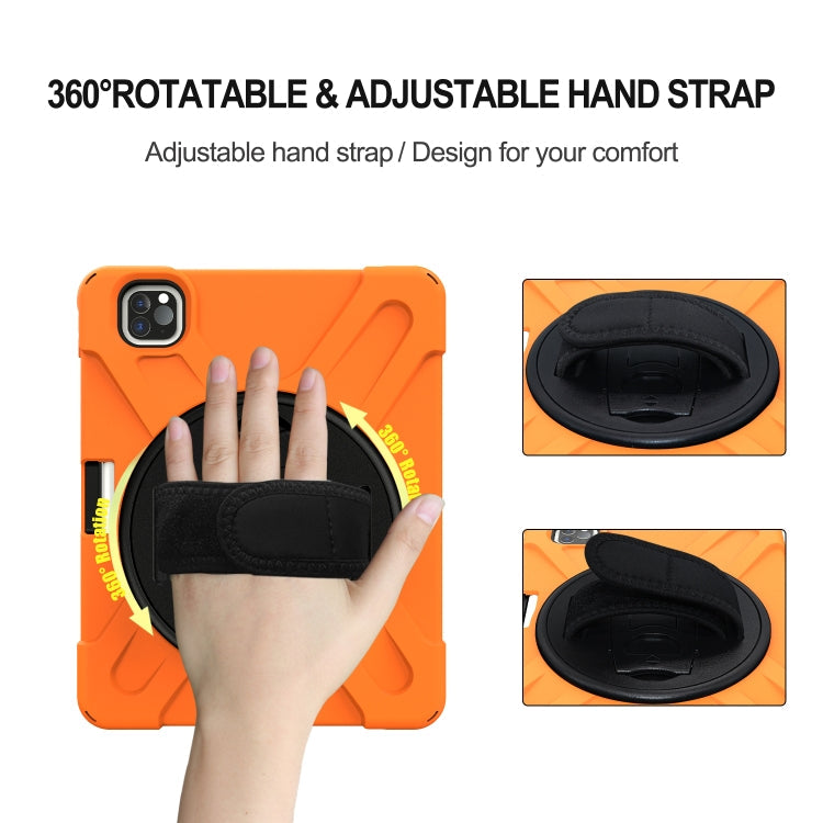 For iPad Pro 11 (2020) 360 Degree Rotation Silicone Protective Cover with Holder & Hand Strap & Long Strap & Pencil Slot, For iPad Air 2025 / 10.9 / Pro 11 2021 / 2020 / 2018