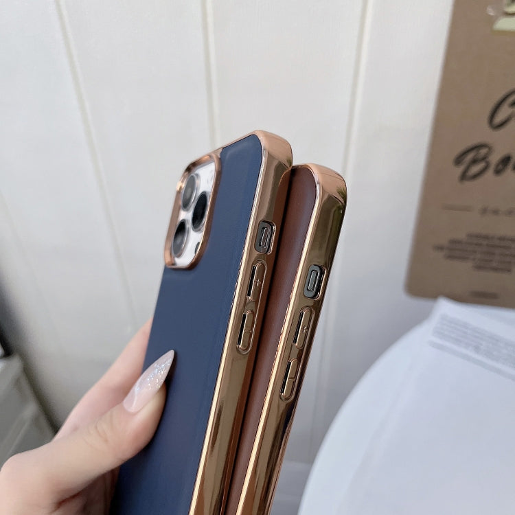 Genuine Leather Xiaoya Series Nano Electroplating Phone Case, For iPhone 13 Pro Max