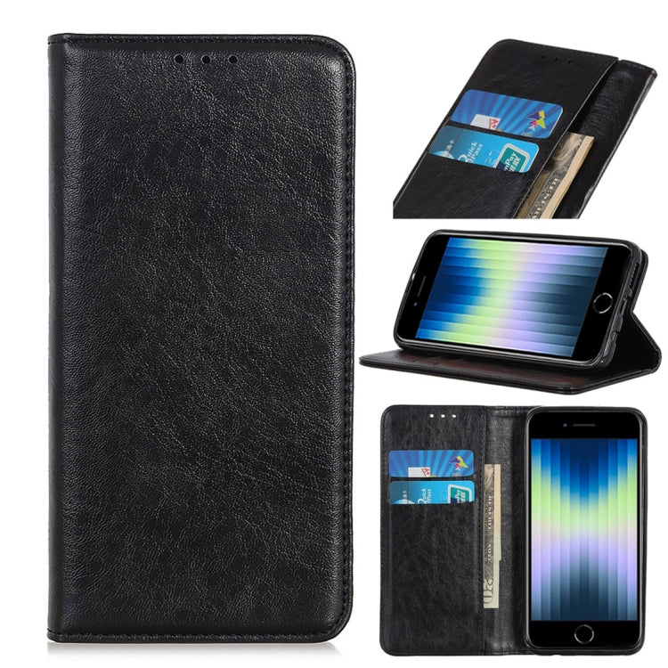 Magnetische Hülle im Crazy-Horse-Look aus PU-Leder, links und rechts zu öffnen, mit Ständer, Kartenfach und Geldbörse, für iPhone SE 2022 / SE 2020