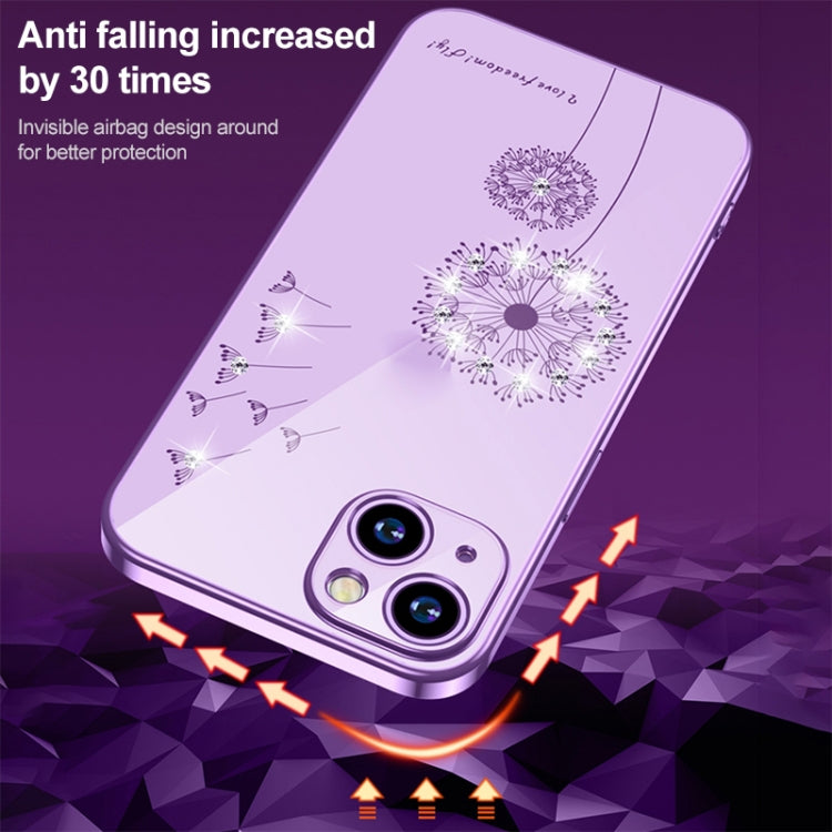 Electroplating Diamond Dandelion TPU Phone Case, For iPhone 14, For iPhone 14 Plus, For iPhone 14 Pro