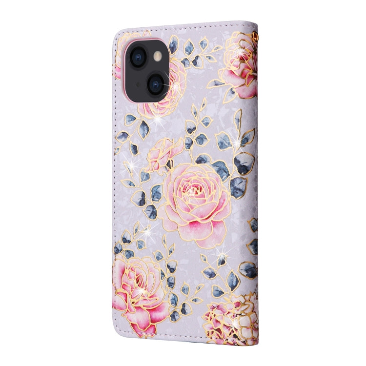 Bronzing Painting RFID Leather Case, For iPhone 14, For iPhone 14 Plus, For iPhone 14 Pro, For iPhone 14 Pro Max