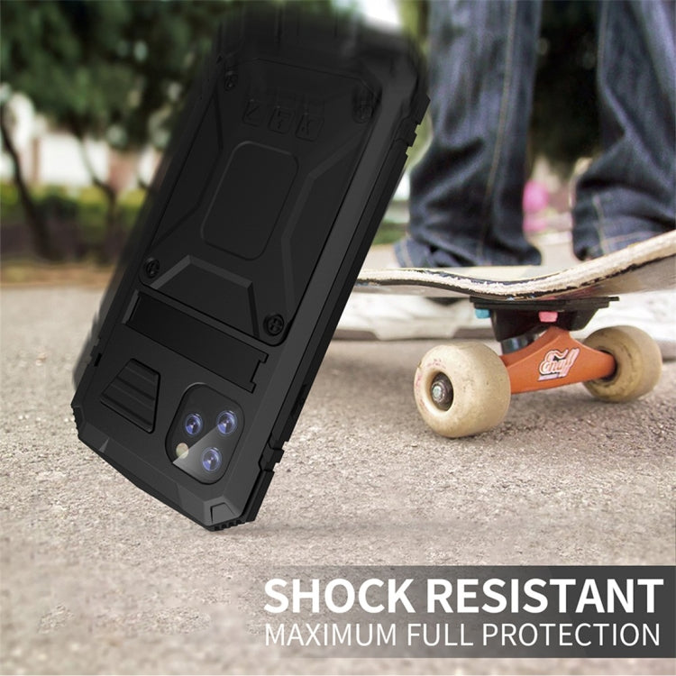 Stoßfeste, wasserdichte und staubdichte Schutzhülle aus Metall + Silikon mit Halterung, für iPhone 11, für iPhone 11 Pro, für iPhone 11 Pro Max, für iPhone XS Max, für Galaxy S20 Ultra