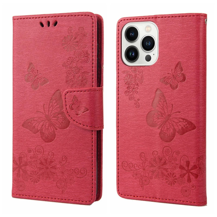Butterfly Embossed Horizontal Flip Leather Phone Case, For iPhone 14 Pro Max