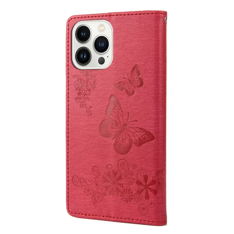 Butterfly Embossed Horizontal Flip Leather Phone Case, For iPhone 14 Pro Max