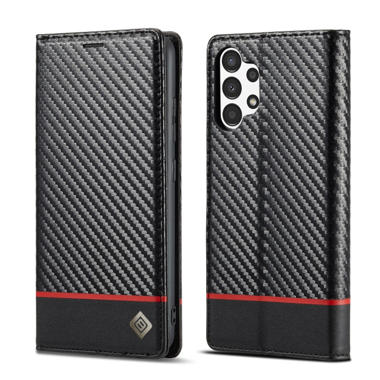 LC.IMEEKE Carbonfaser-Flip-Leder-Handyhülle für Samsung Galaxy A13 4G/5G/A04/A04s
