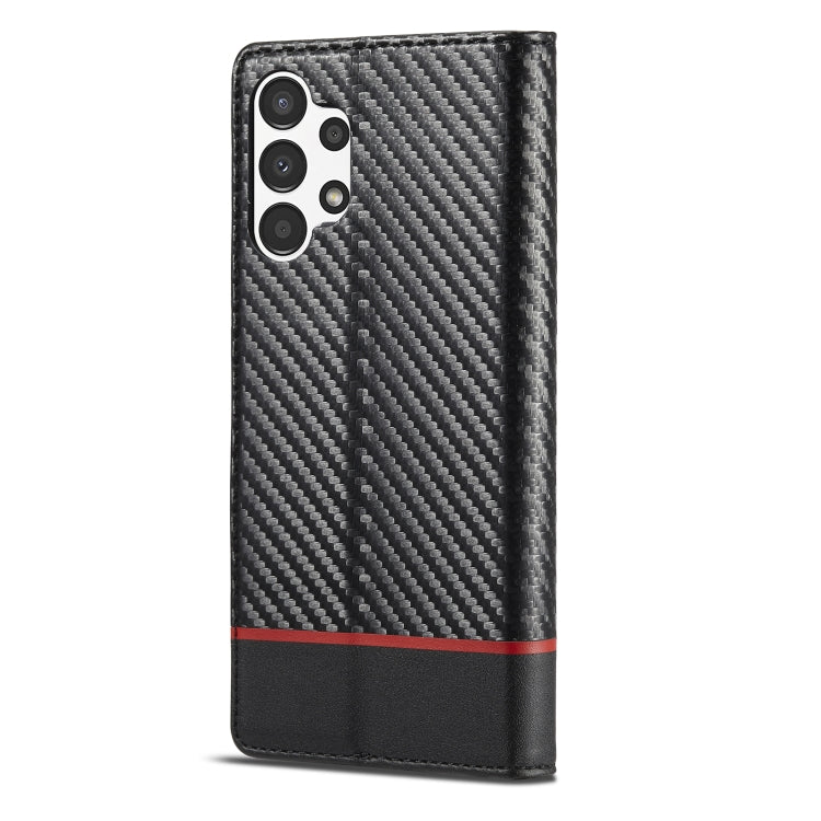 LC.IMEEKE Carbonfaser-Flip-Leder-Handyhülle für Samsung Galaxy A13 4G/5G/A04/A04s
