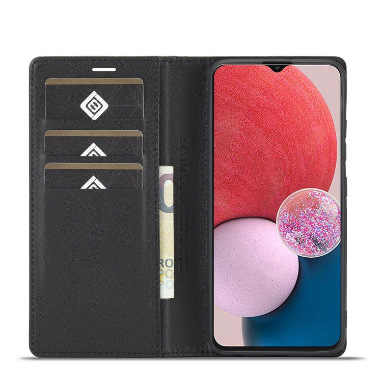 LC.IMEEKE Carbonfaser-Flip-Leder-Handyhülle für Samsung Galaxy A13 4G/5G/A04/A04s