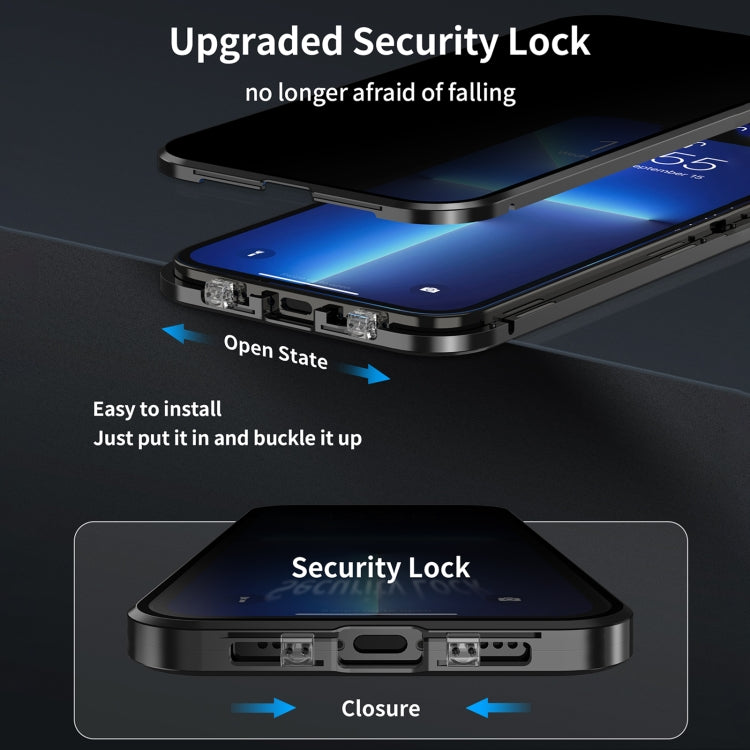 Dual-Lock Anti-peeping Glass 360 Full Body Frosted Magnetic Phone Case, For iPhone 14 Plus