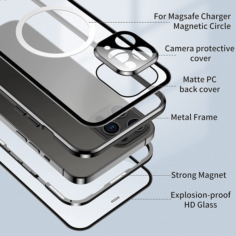 For iPhone 12 Pro 360 Full Body Magnetic Frosted Magsafe Phone Case(Black)