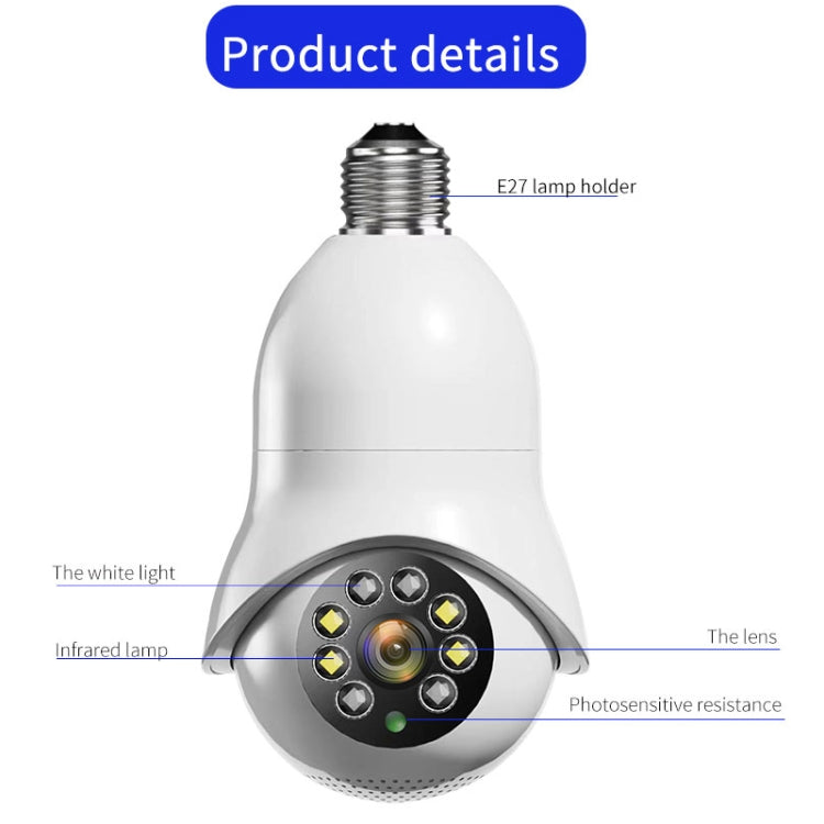 DP31 2,0 MP HD-Glühbirnen-WLAN-Überwachungskamera, unterstützt Bewegungserkennung, duale Lichtquelle (Weiß)
