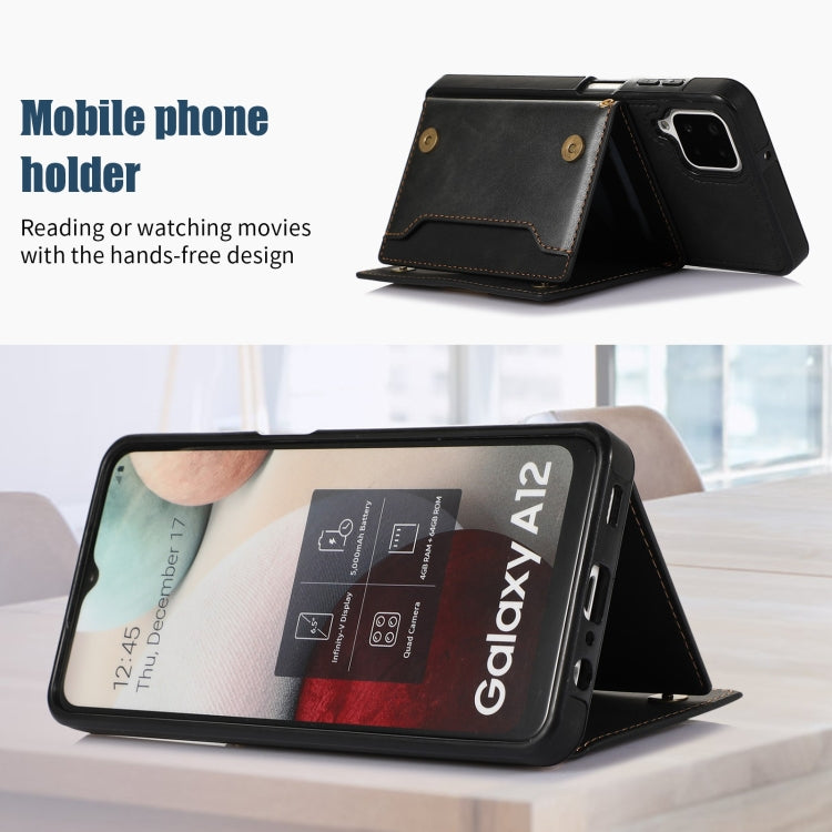 Three-fold RFID Leather Phone Case with Lanyard, For Samsung Galaxy A12, For Samsung Galaxy A13 4G/A13 5G, For Samsung Galaxy A51 4G, For Samsung Galaxy A53 5G, For Samsung Galaxy A52 5G/A52s 5G