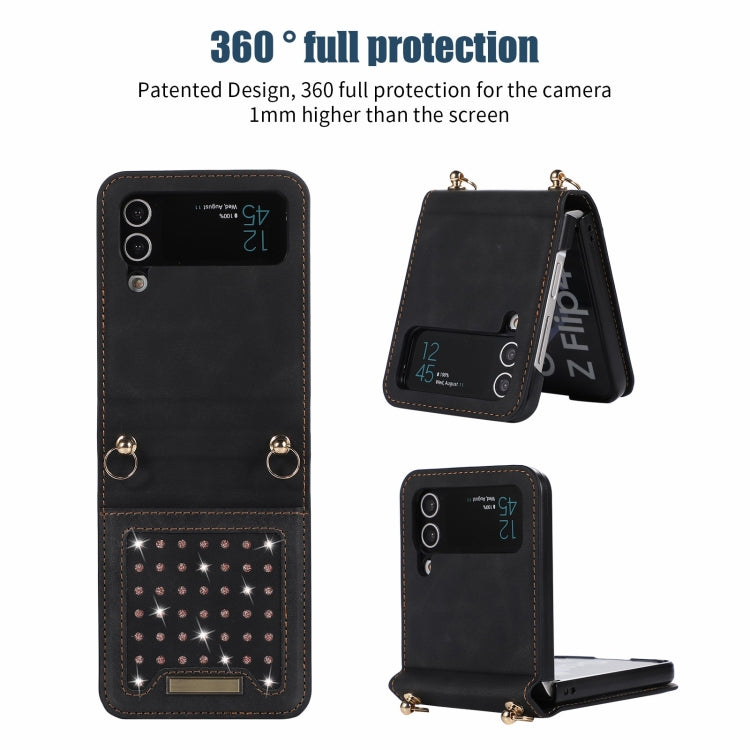Three-fold RFID Leather Phone Case with Lanyard, For Samsung Galaxy Z Flip3 5G, For Samsung Galaxy Z Flip4, For Samsung Galaxy Note20 Ultra, For Samsung Galaxy S20