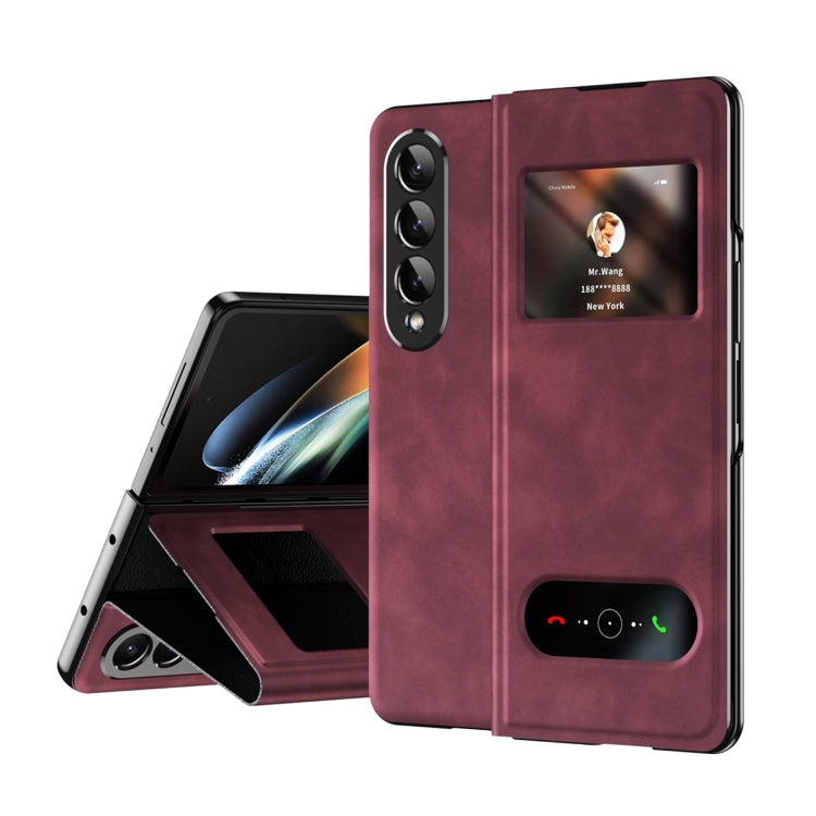 Mature Window View Flip Leather Phone Case, For Samsung Galaxy Z Fold4, For Samsung Galaxy Z Fold3 5G