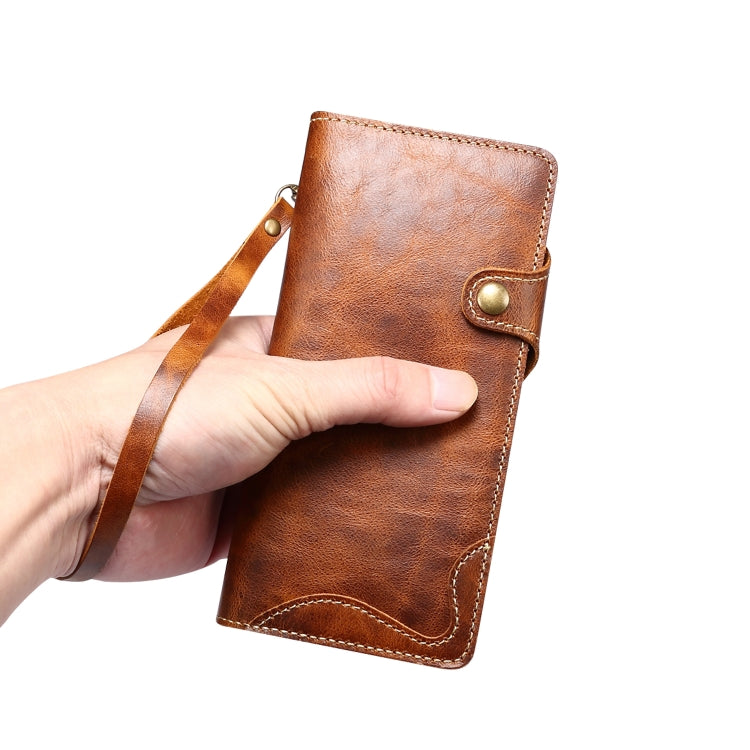 Denior Oil Wax Cowhide Magnetic Button Genuine Leather Case, For Samsung Galaxy S21 Ultra 5G, For Samsung Galaxy S22 5G, For Samsung Galaxy S22+ 5G, For Samsung Galaxy S22 Ultra 5G