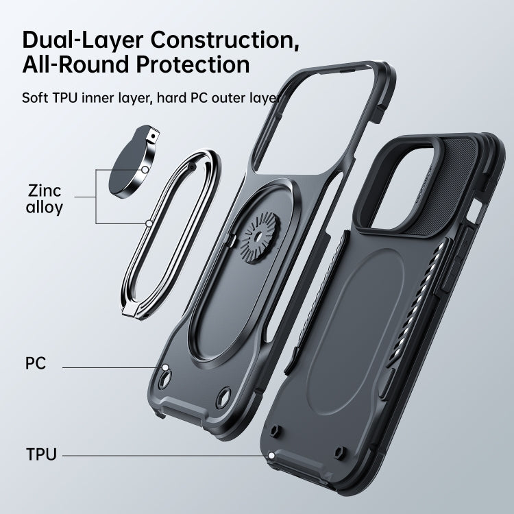 For iPhone 14 Pro JOYROOM PC + TPU Dual-layer Shockproof Phone Case with Rotating Holder(Black)