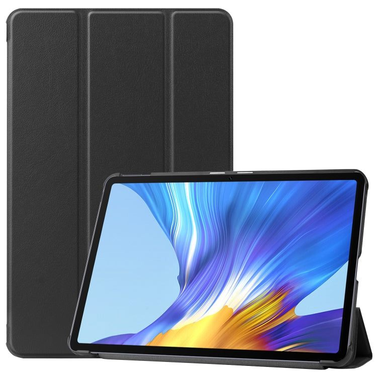 For Huawei MatePad 10.4 inch Solid Color Anti-fall Horizontal Flip Tablet PC Protective Leather Case with Bracket, Black
