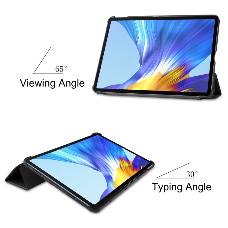 For Huawei MatePad 10.4 inch Solid Color Anti-fall Horizontal Flip Tablet PC Protective Leather Case with Bracket, Black