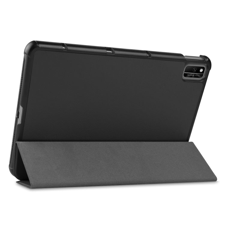 For Huawei MatePad 10.4 inch Solid Color Anti-fall Horizontal Flip Tablet PC Protective Leather Case with Bracket, Black