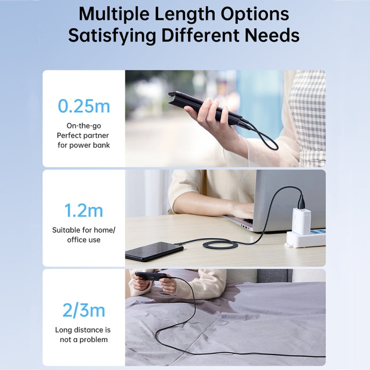 JOYROOM 2,4A USB-auf-8-Pin-Ladekabel der Surpass-Serie für schnelles Laden, 0,25 m, 1,2 m, 2 m, 3 m