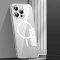 MagSafe Spring Buckle Metal Transparent Phone Case with Lens Protection, For iPhone 12 Pro Max