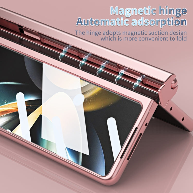 Electroplating Corrugated Hinge Folding Phone Case with Pen Slot, For Samsung Galaxy Z Fold3 5G, For Samsung Galaxy Z Fold4