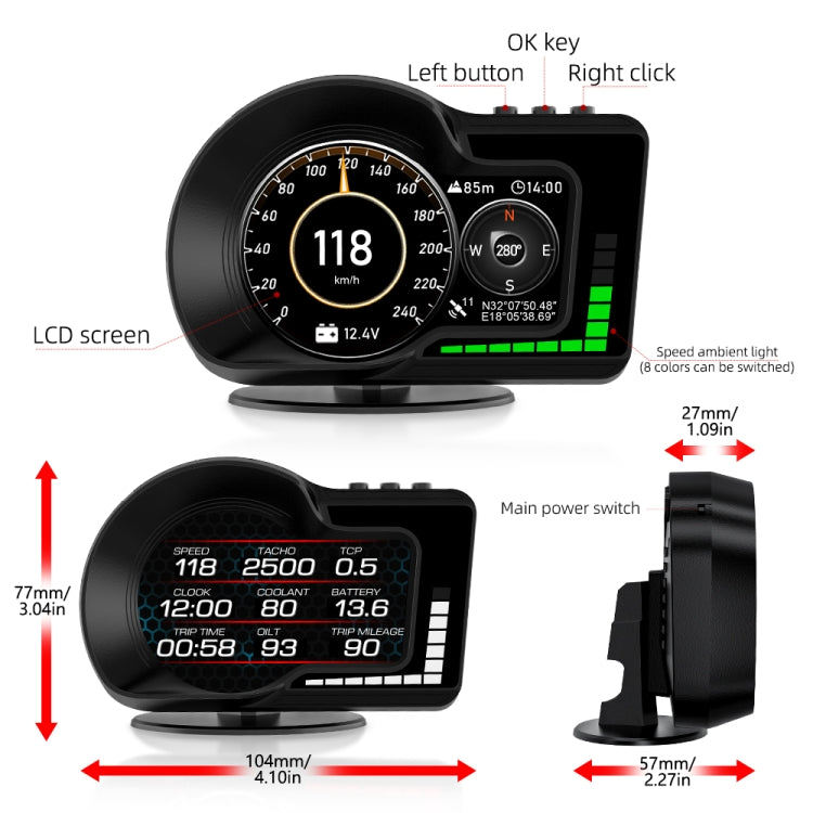 F15 Car High-definition LCD Instrument OBD+GPS HUD Head-up Display, F15