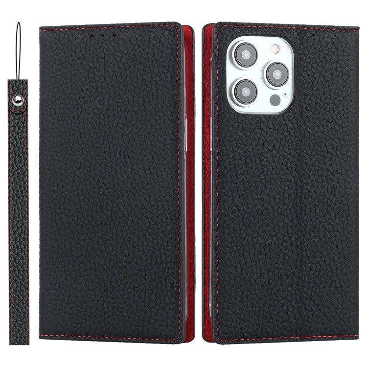 Litchi Texture Genuine Leather Phone Case, For iPhone 14 Pro Max, For iPhone 14 Pro, For iPhone 14, For iPhone 14 Plus