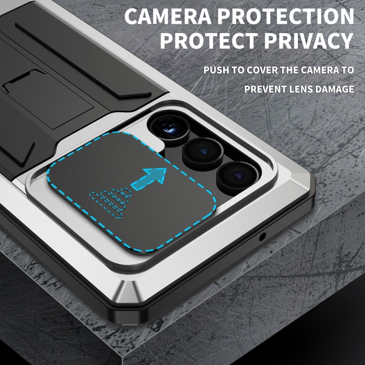 For Samsung Galaxy S23 Ultra 5G R-JUST Sliding Camera Design Life Waterproof Dustproof Shockproof Phone Case(Silver)