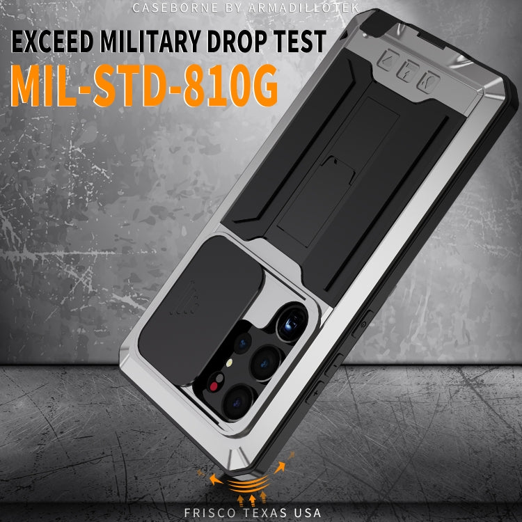 For Samsung Galaxy S23 Ultra 5G R-JUST Sliding Camera Design Life Waterproof Dustproof Shockproof Phone Case(Silver)