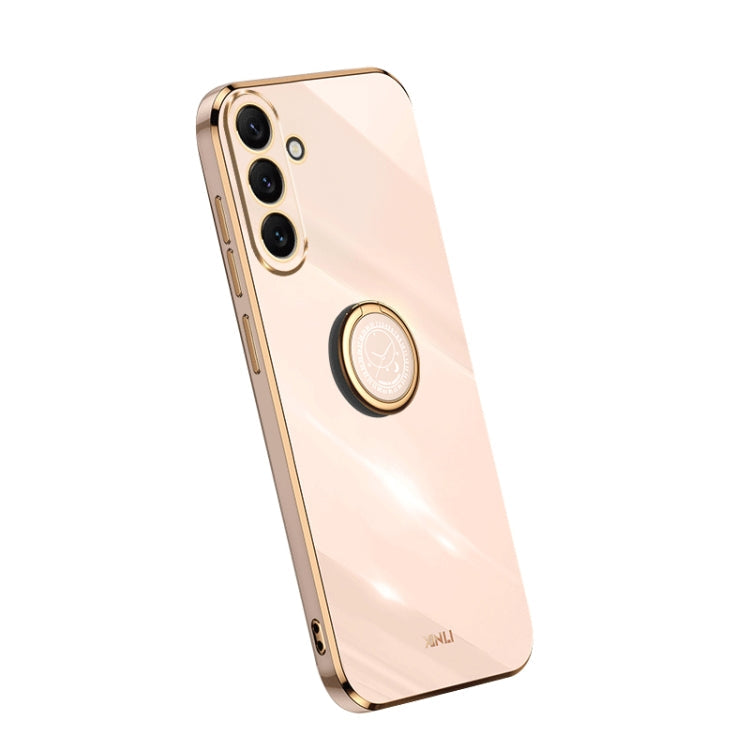 For Samsung Galaxy A54 5G XINLI Straight Edge Electroplate TPU Phone Case with Ring(Pink)