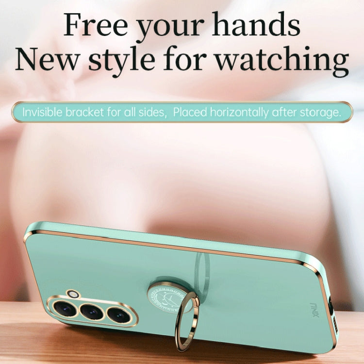 For Samsung Galaxy A54 5G XINLI Straight Edge Electroplate TPU Phone Case with Ring(Pink)